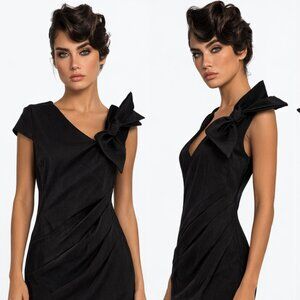 Black Bow Shoulder Cocktail Dress